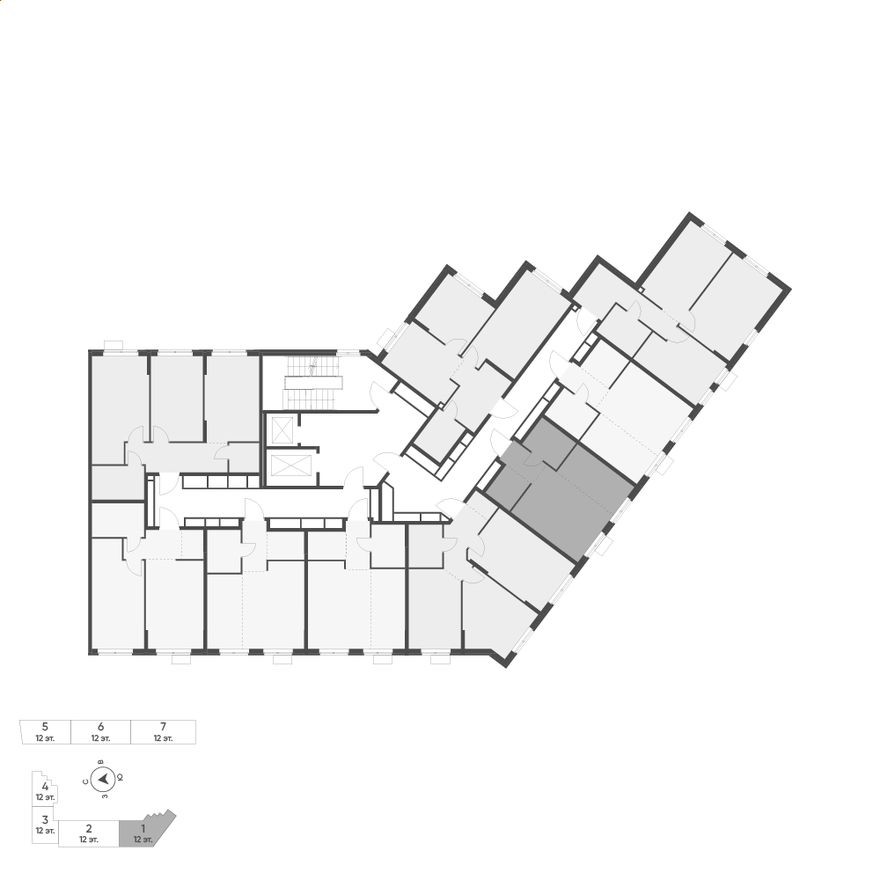 План этажа — 1к. квартира, 31.5 м²
