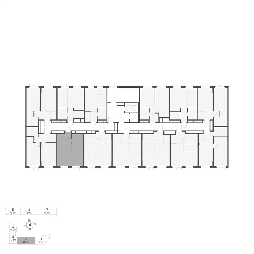 План этажа — 1к. квартира, 33.7 м²