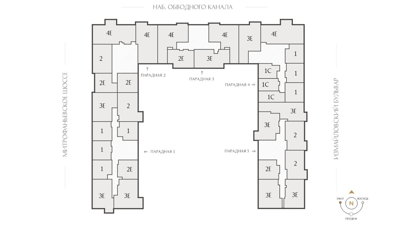 План этажа — 1к. квартира, 40.7 м²