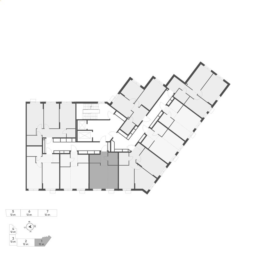 План этажа — 1к. квартира, 33.6 м²