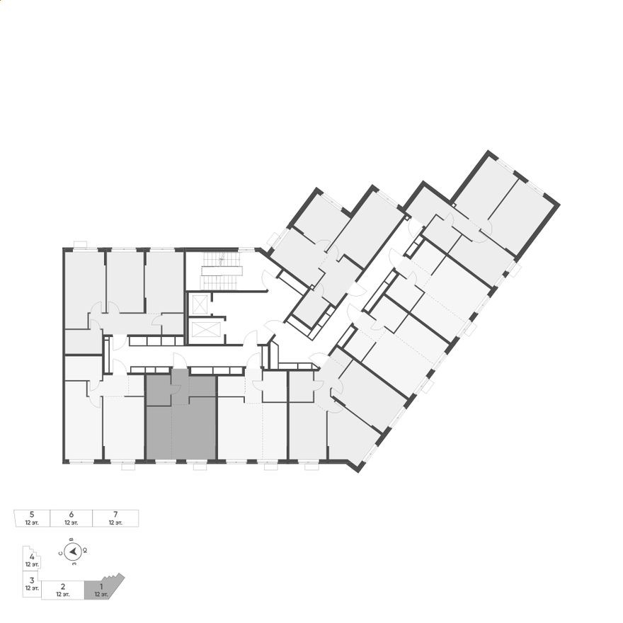 План этажа — 1к. квартира, 33.0 м²
