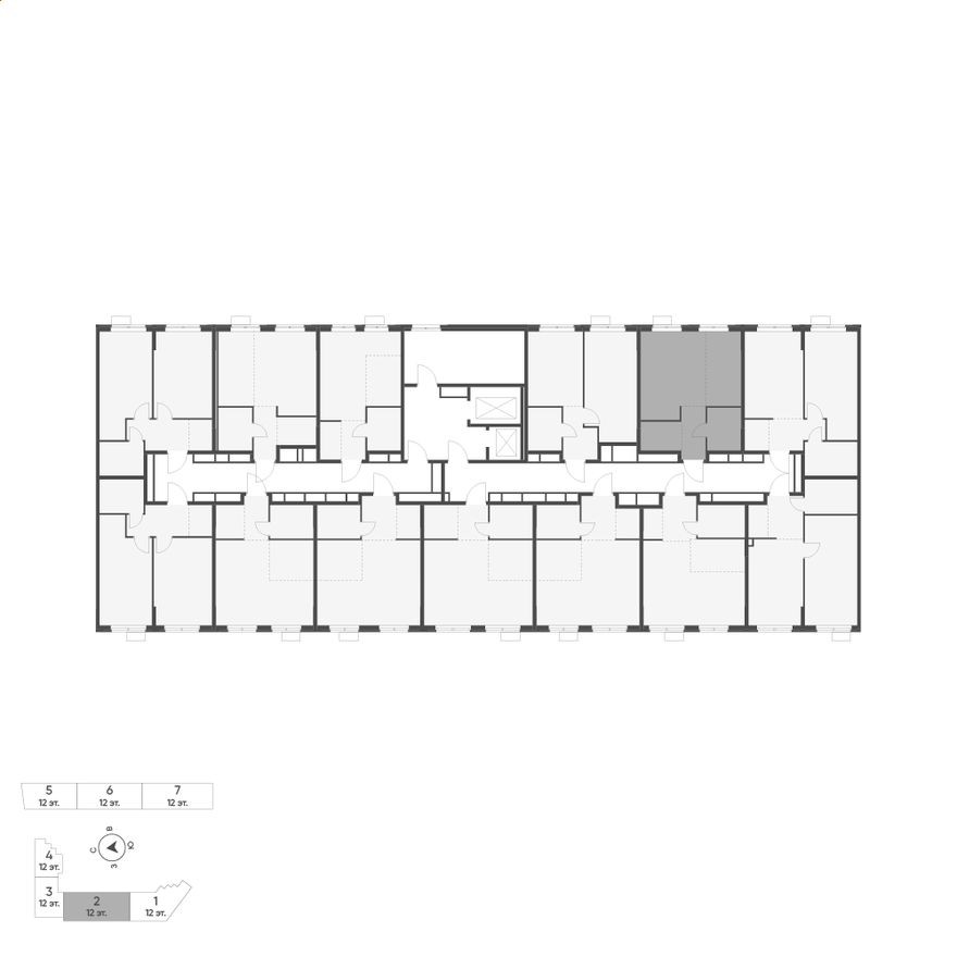 План этажа — 1к. квартира, 34.2 м²