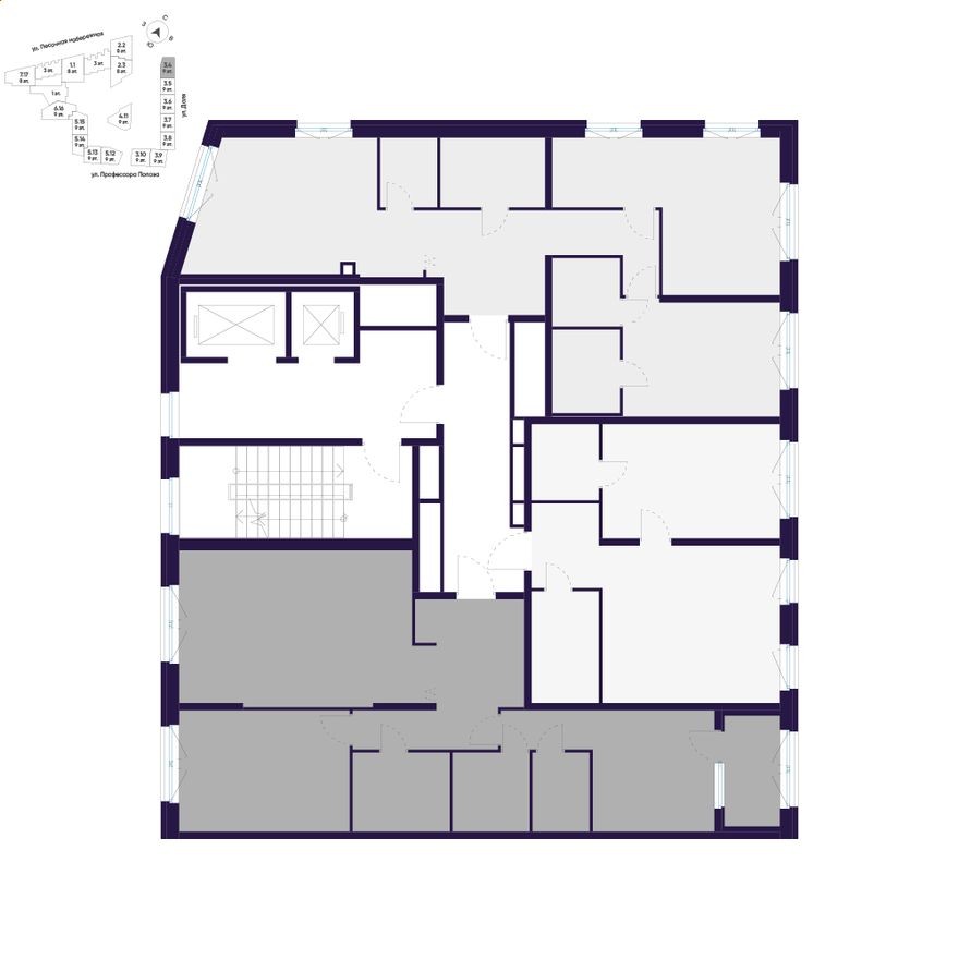 План этажа — 2к. квартира, 89.5 м²