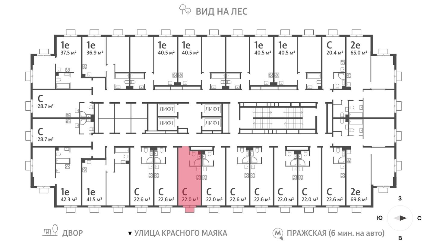 План этажа — Студия-квартира, 22.0 м²