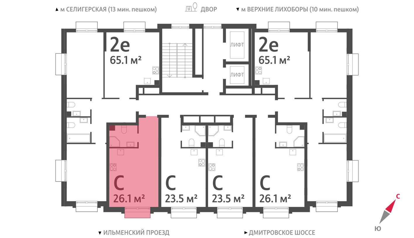 План этажа — Студия-квартира, 26.1 м²