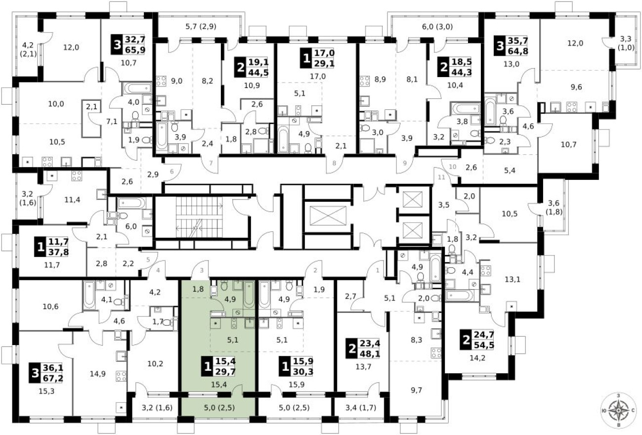 План этажа — Студия-квартира, 29.7 м²
