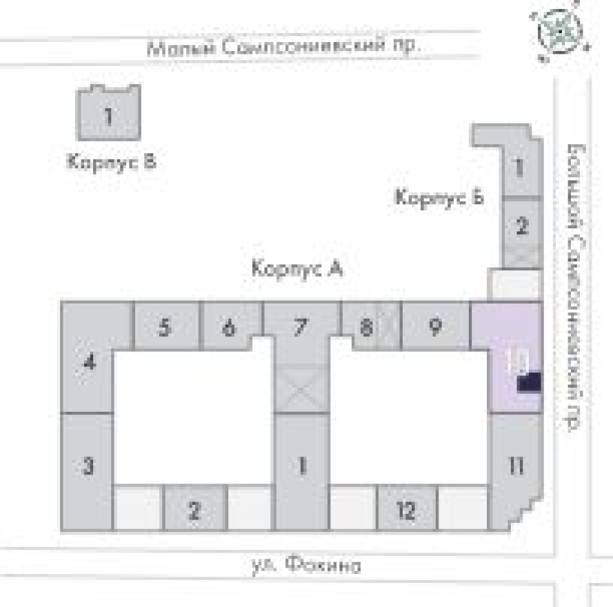План этажа — 1к. квартира, 45.8 м²