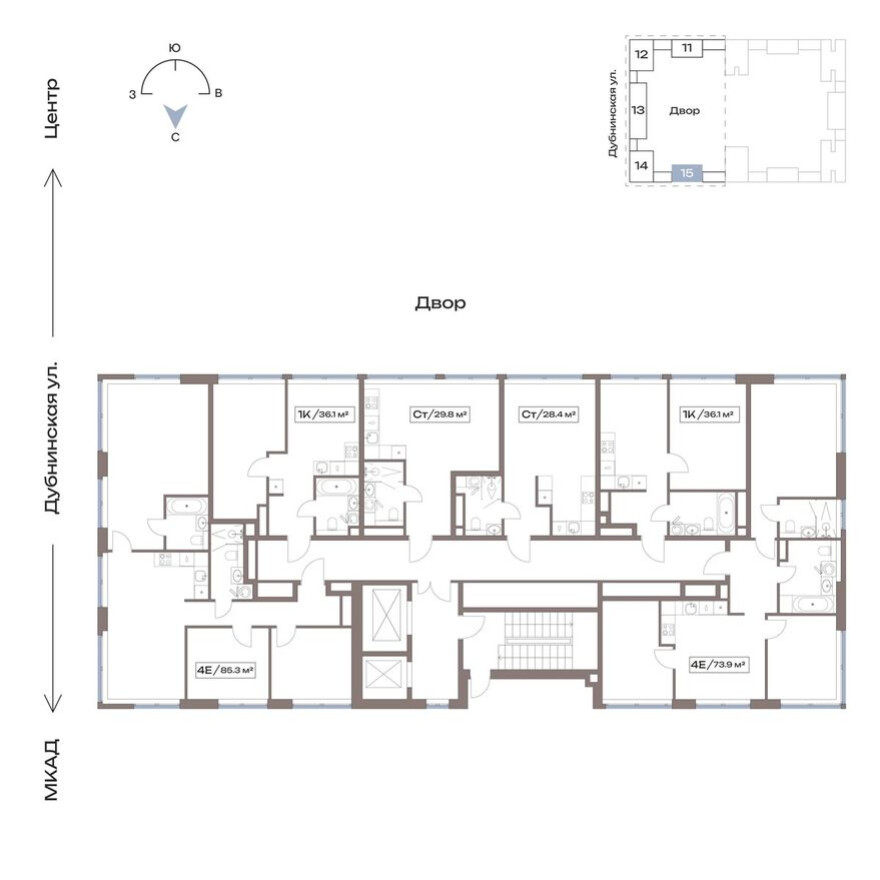 План этажа — Студия-квартира, 28.4 м²