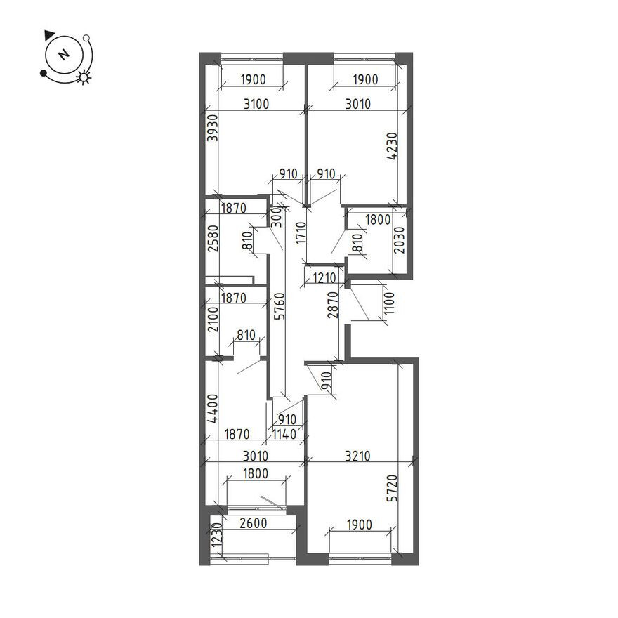 План этажа — 3к. квартира, 80.5 м²