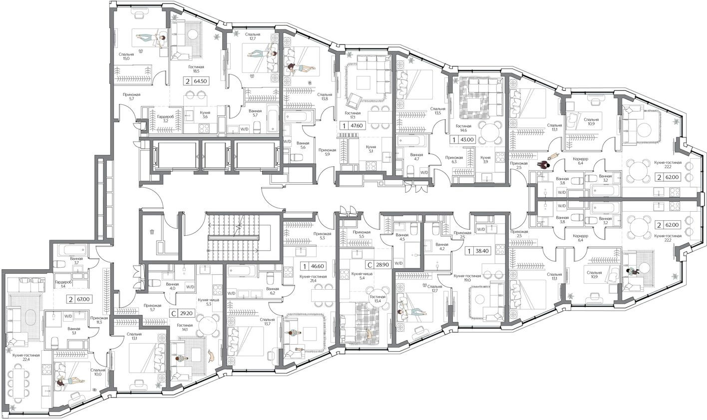 План этажа — Студия-квартира, 29.0 м²