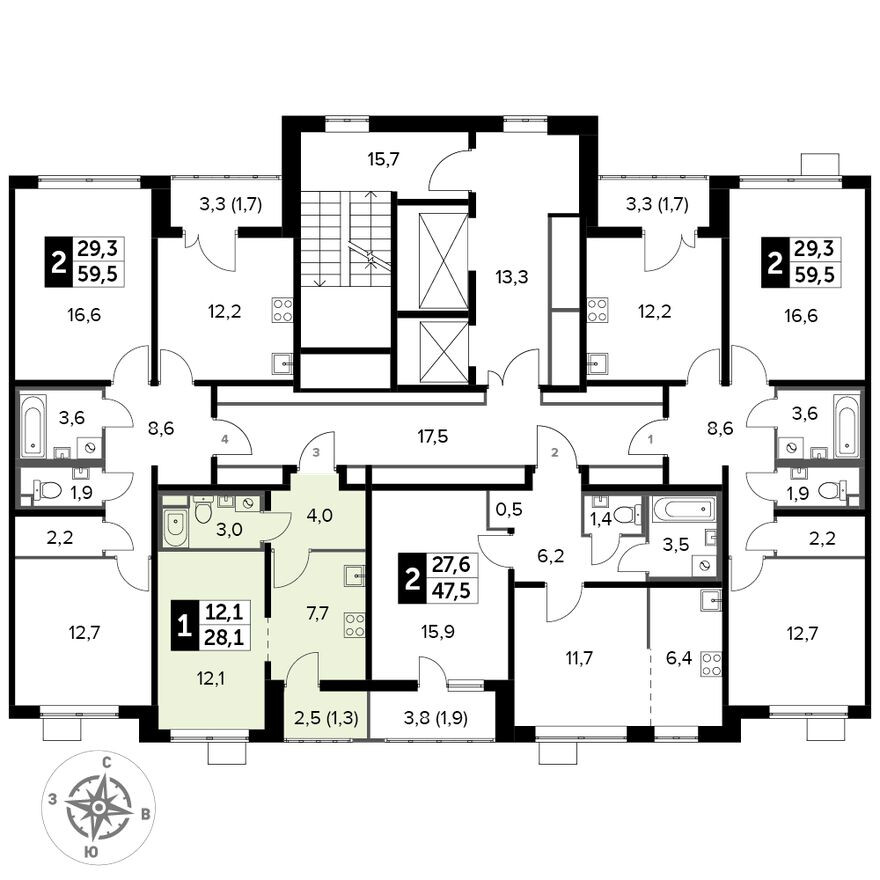 План этажа — Студия-квартира, 28.0 м²