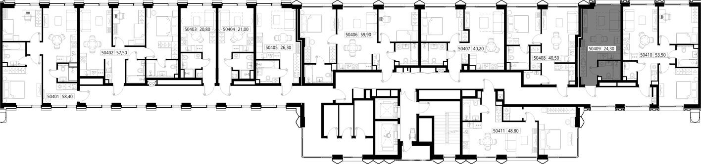 План этажа — Студия-квартира, 24.3 м²