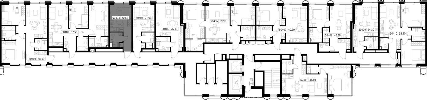План этажа — Студия-квартира, 20.8 м²
