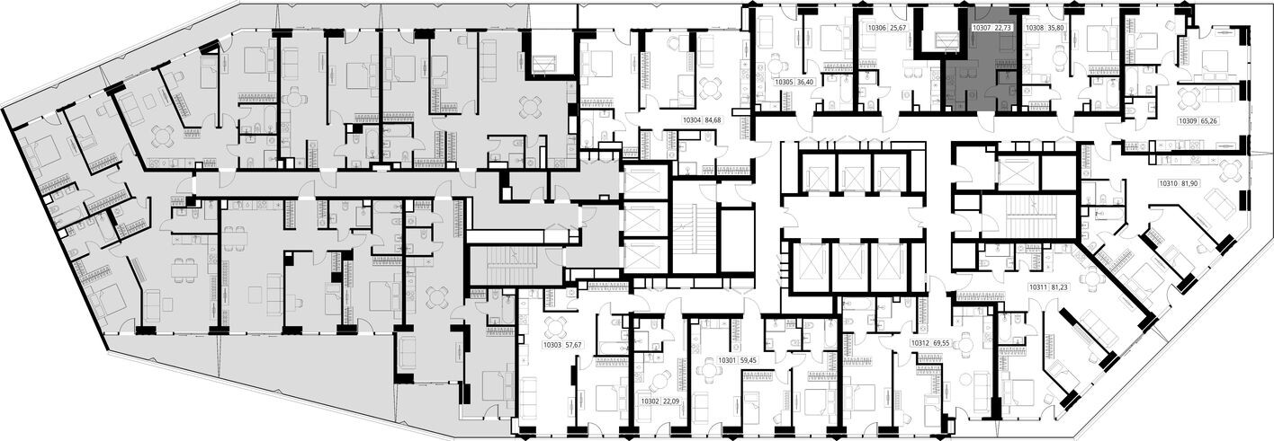 План этажа — Студия-квартира, 22.7 м²