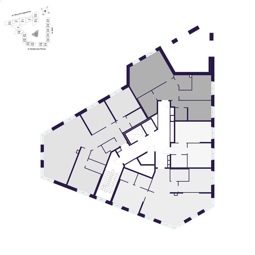 План этажа — 2к. квартира, 86.4 м²