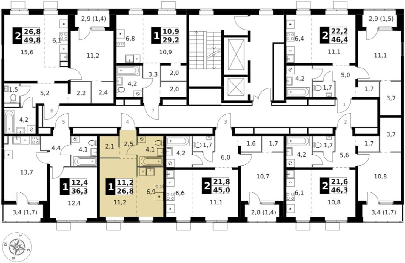 План этажа — Студия-квартира, 26.8 м²