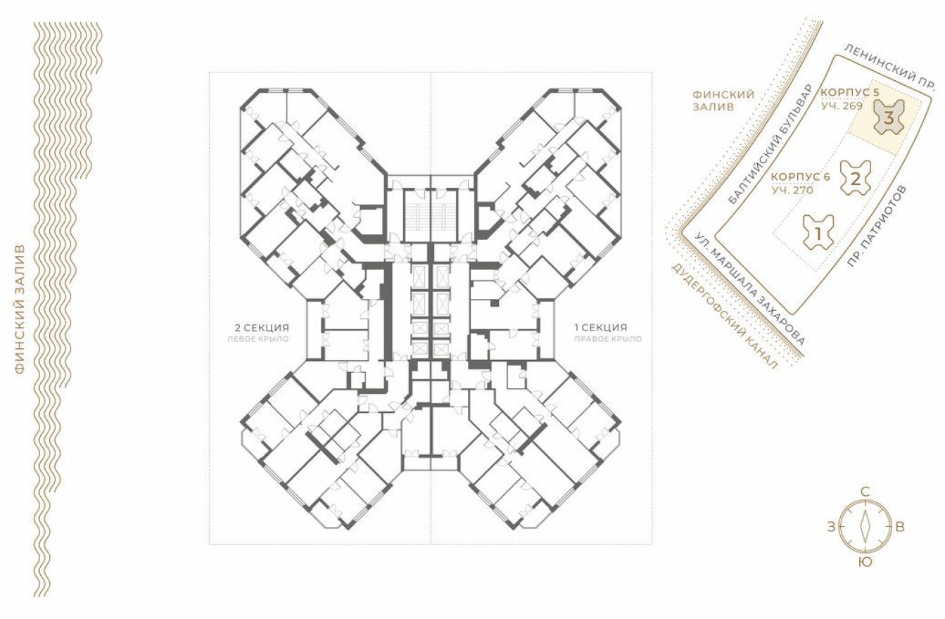 План этажа — 1к. квартира, 40.6 м²