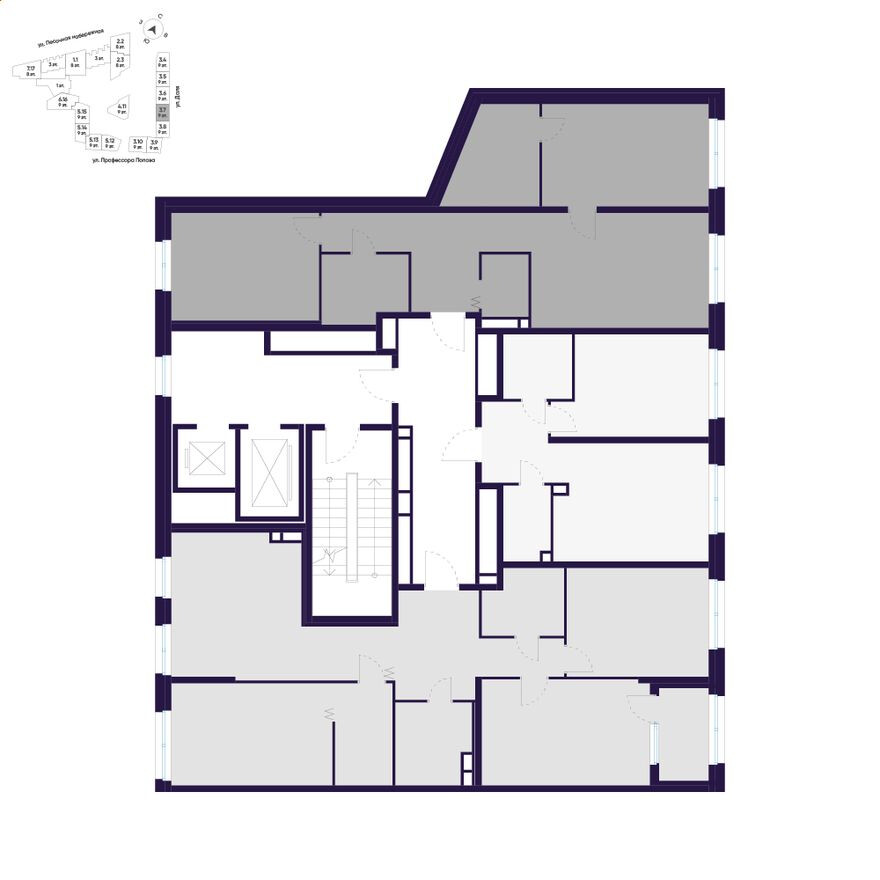 План этажа — 2к. квартира, 80.8 м²