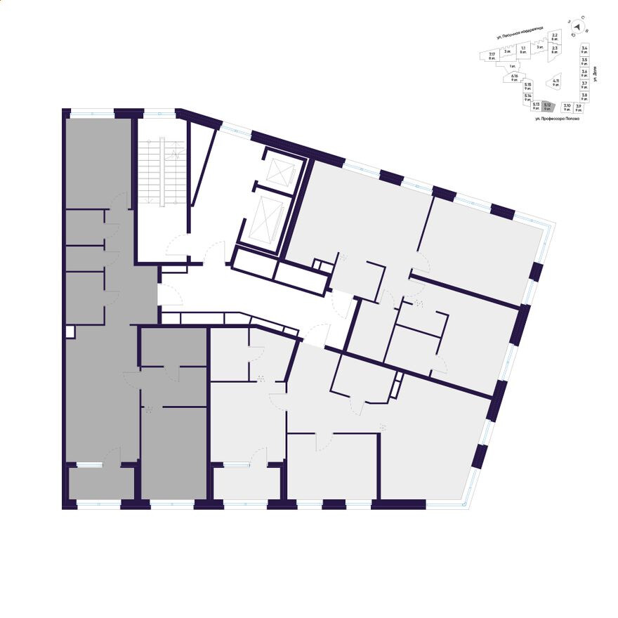 План этажа — 2к. квартира, 87.9 м²