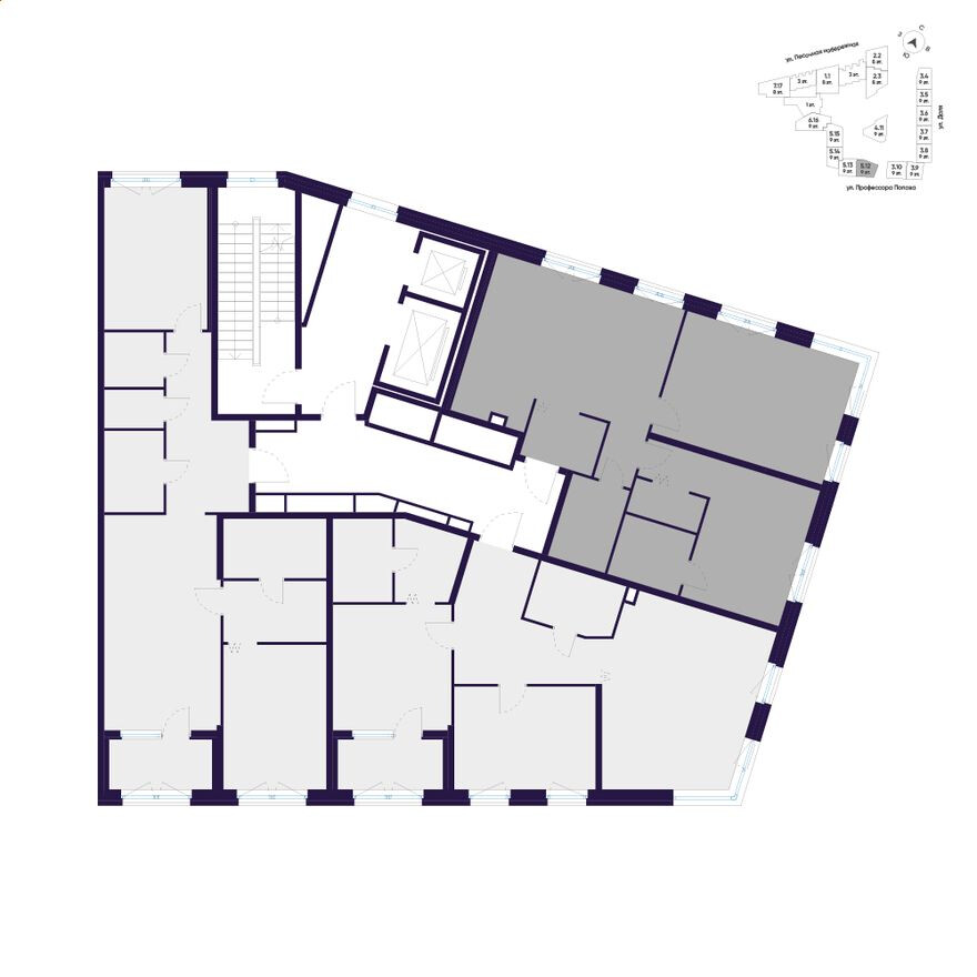 План этажа — 2к. квартира, 83.7 м²