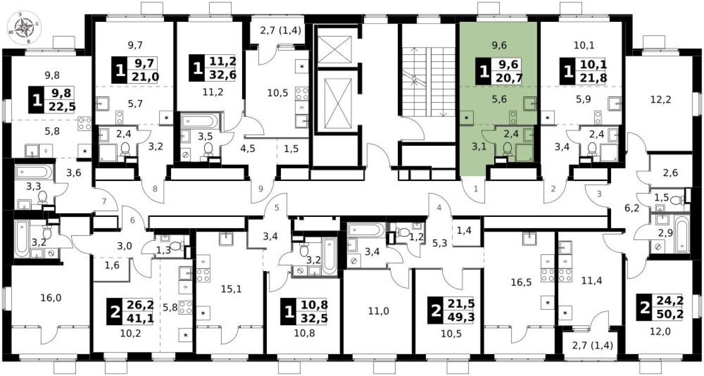 План этажа — Студия-квартира, 20.7 м²