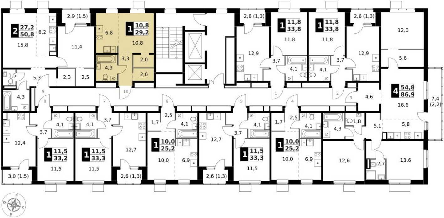 План этажа — Студия-квартира, 29.2 м²