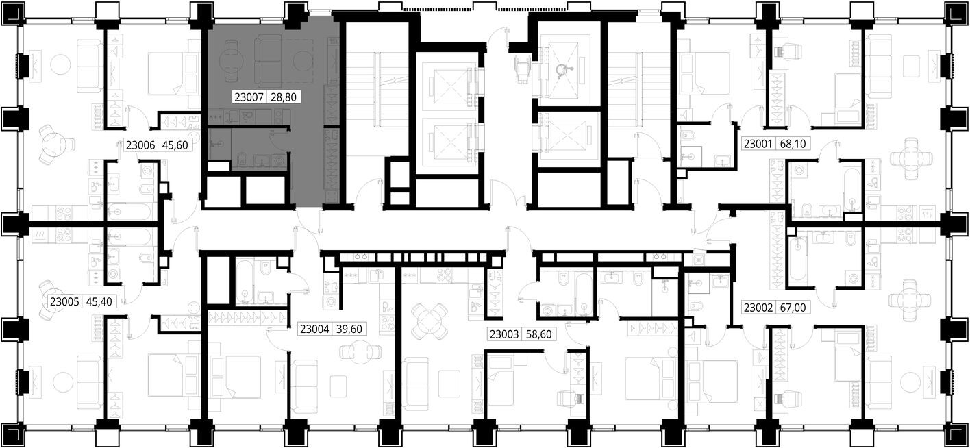 План этажа — Студия-квартира, 28.8 м²