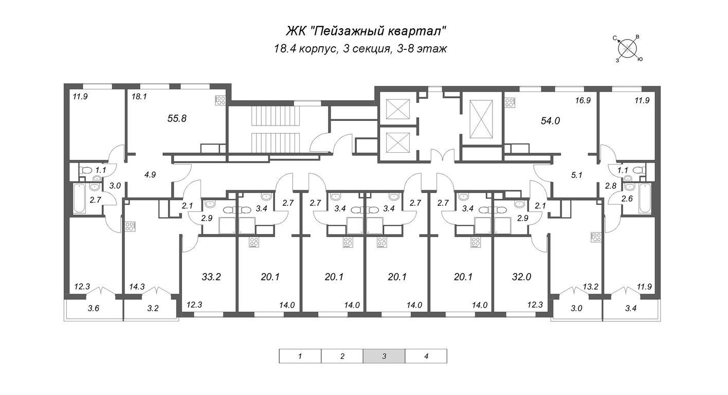 План этажа — Студия-квартира, 20.1 м²