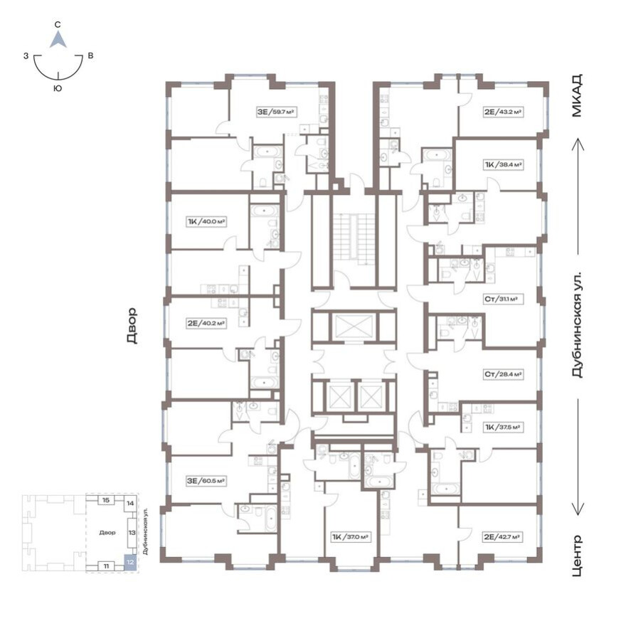 План этажа — Студия-квартира, 28.4 м²