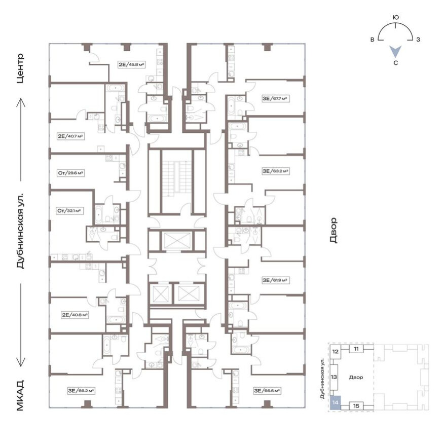 План этажа — Студия-квартира, 29.6 м²