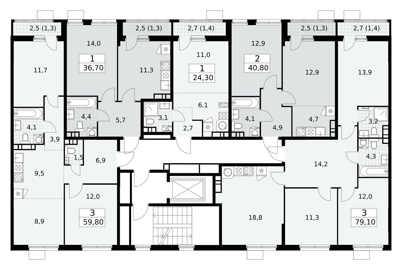 План этажа — Студия-квартира, 24.2 м²