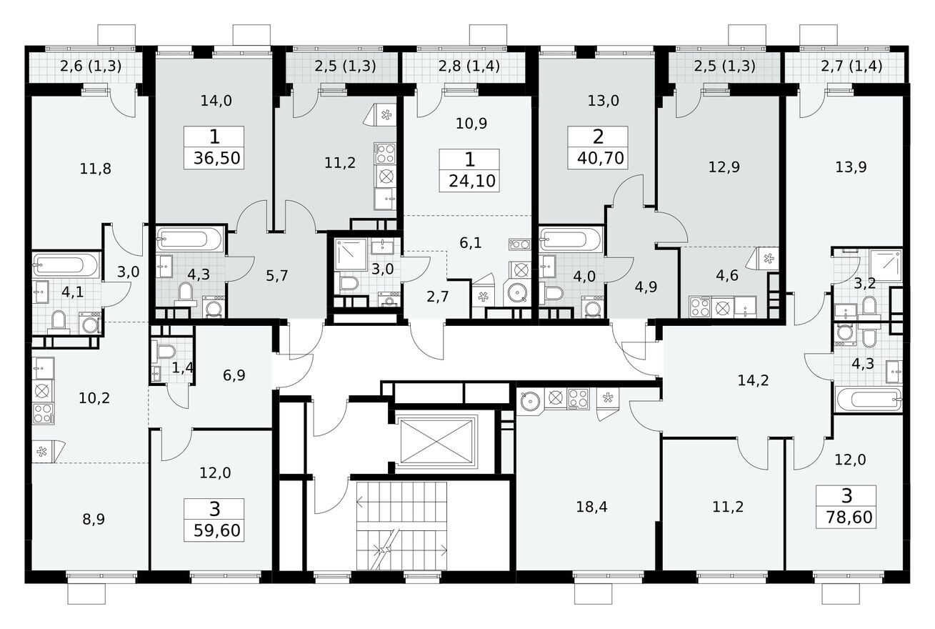 План этажа — Студия-квартира, 24.1 м²