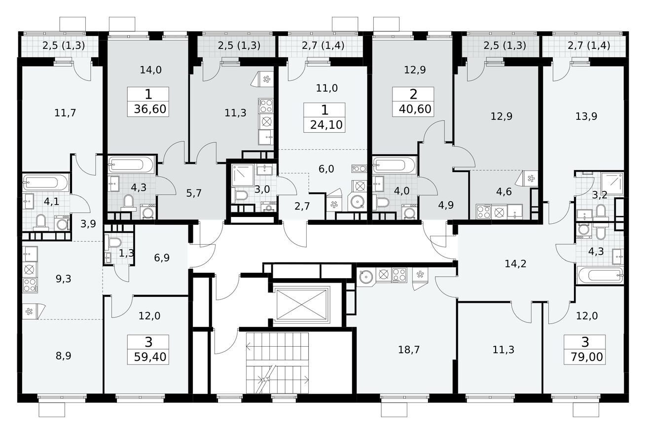 План этажа — Студия-квартира, 24.1 м²