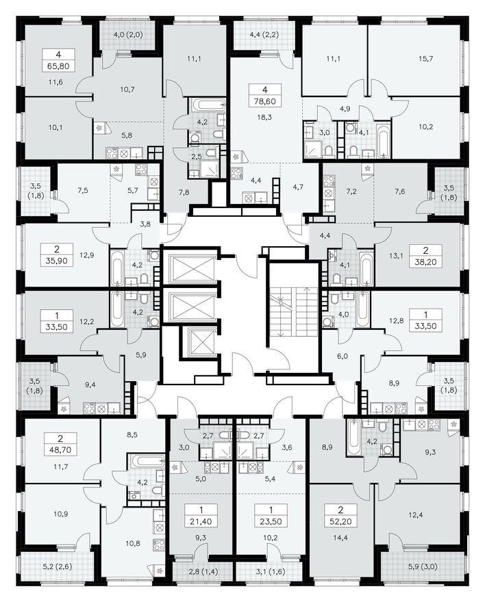 План этажа — Студия-квартира, 21.4 м²