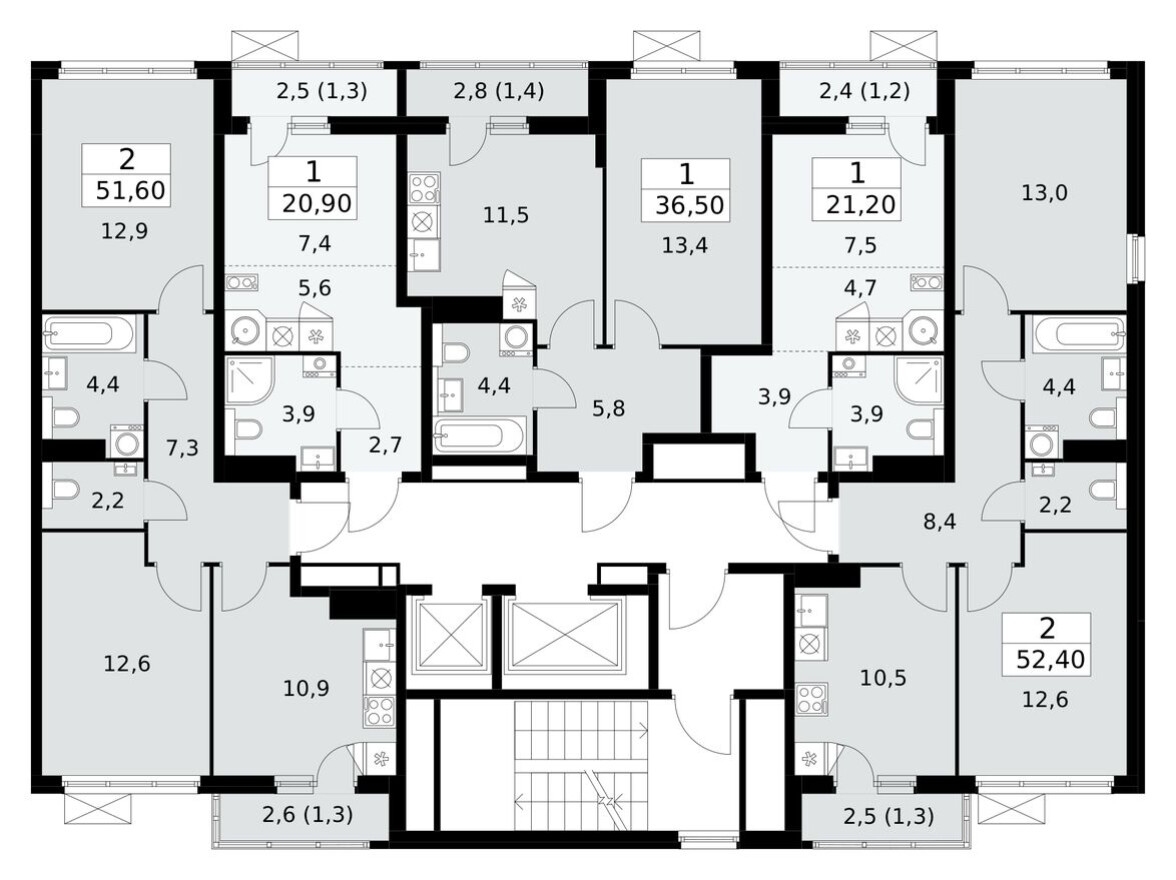 План этажа — Студия-квартира, 20.9 м²