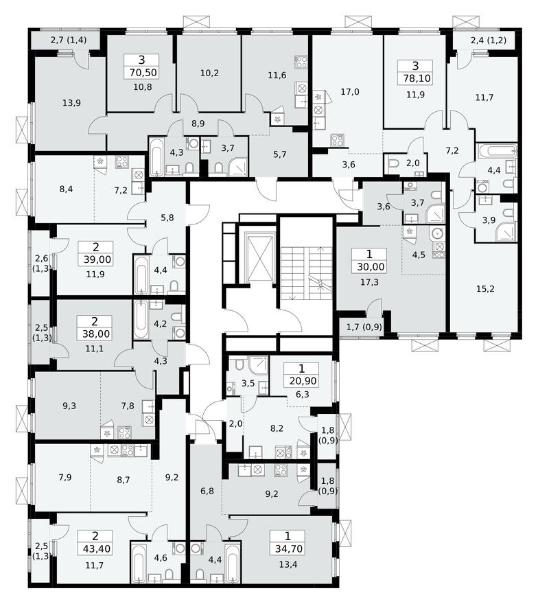 План этажа — Студия-квартира, 20.9 м²