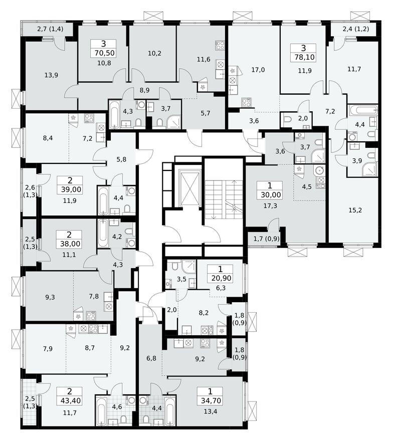 План этажа — Студия-квартира, 20.8 м²