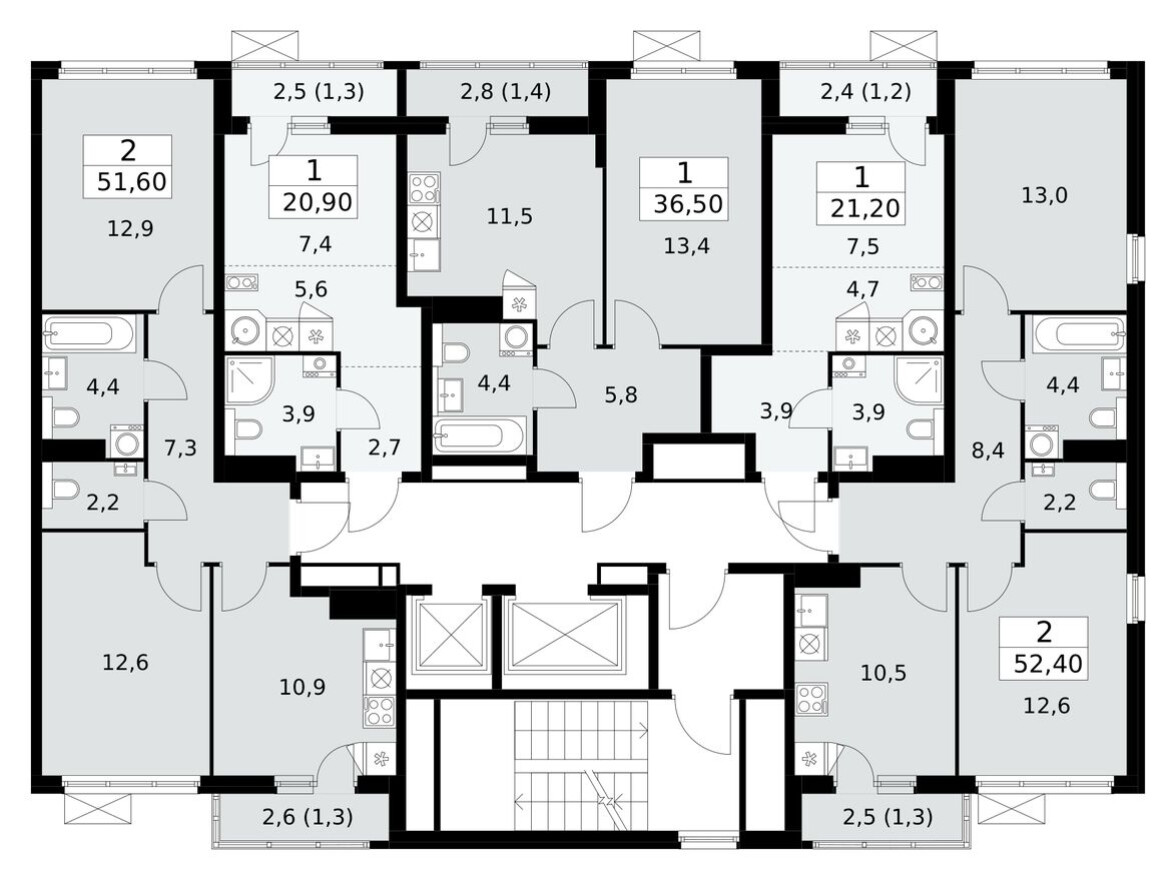 План этажа — Студия-квартира, 21.2 м²