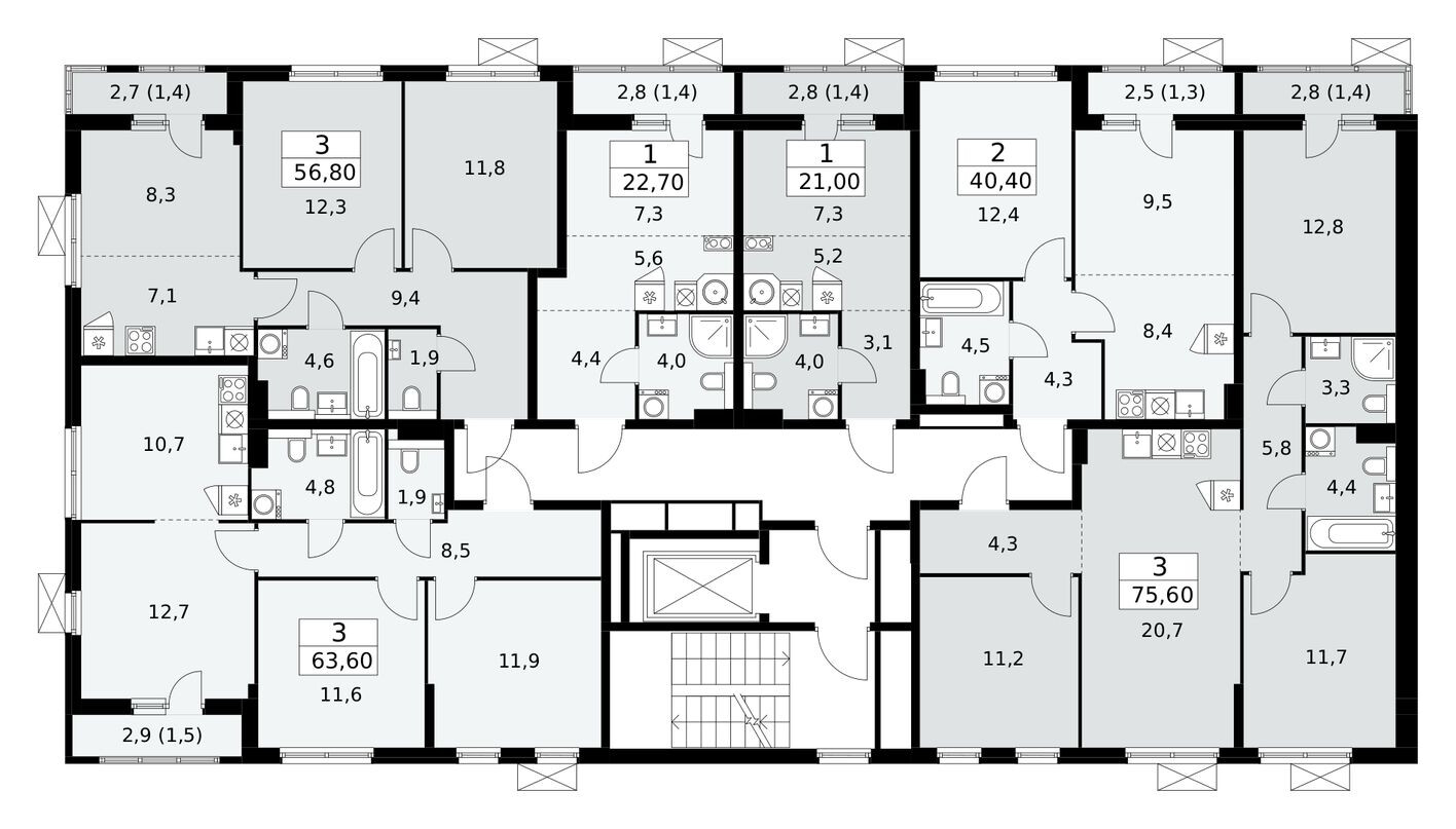План этажа — Студия-квартира, 21.0 м²