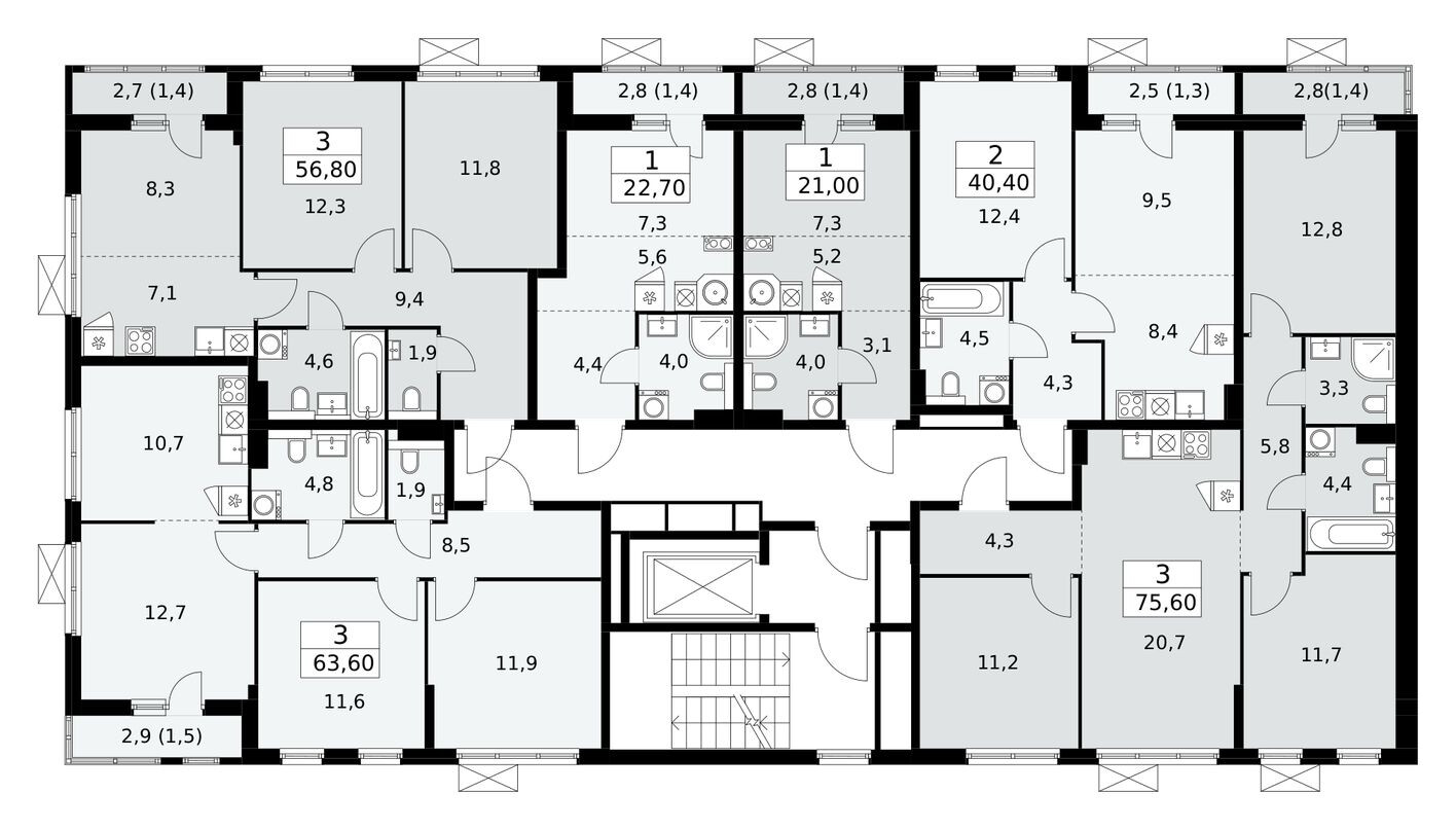 План этажа — Студия-квартира, 21.0 м²