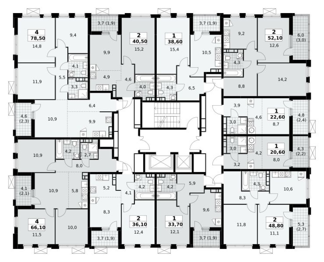 План этажа — Студия-квартира, 20.6 м²