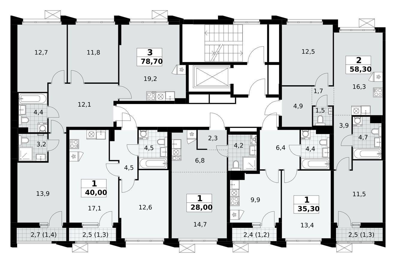 План этажа — Студия-квартира, 28.0 м²