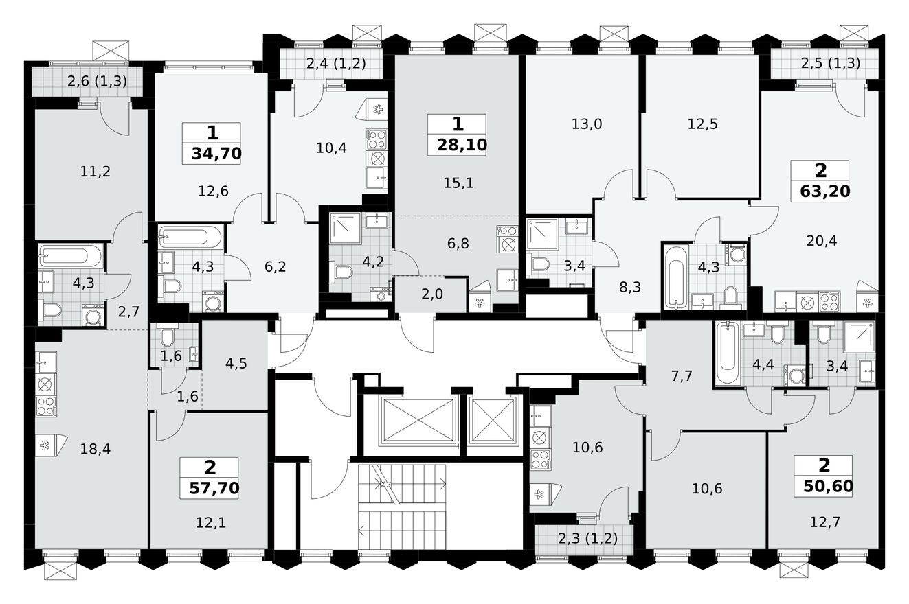 План этажа — Студия-квартира, 28.1 м²