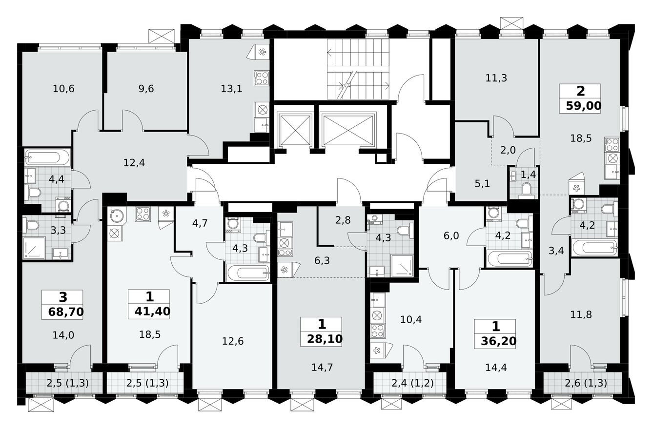 План этажа — Студия-квартира, 28.1 м²