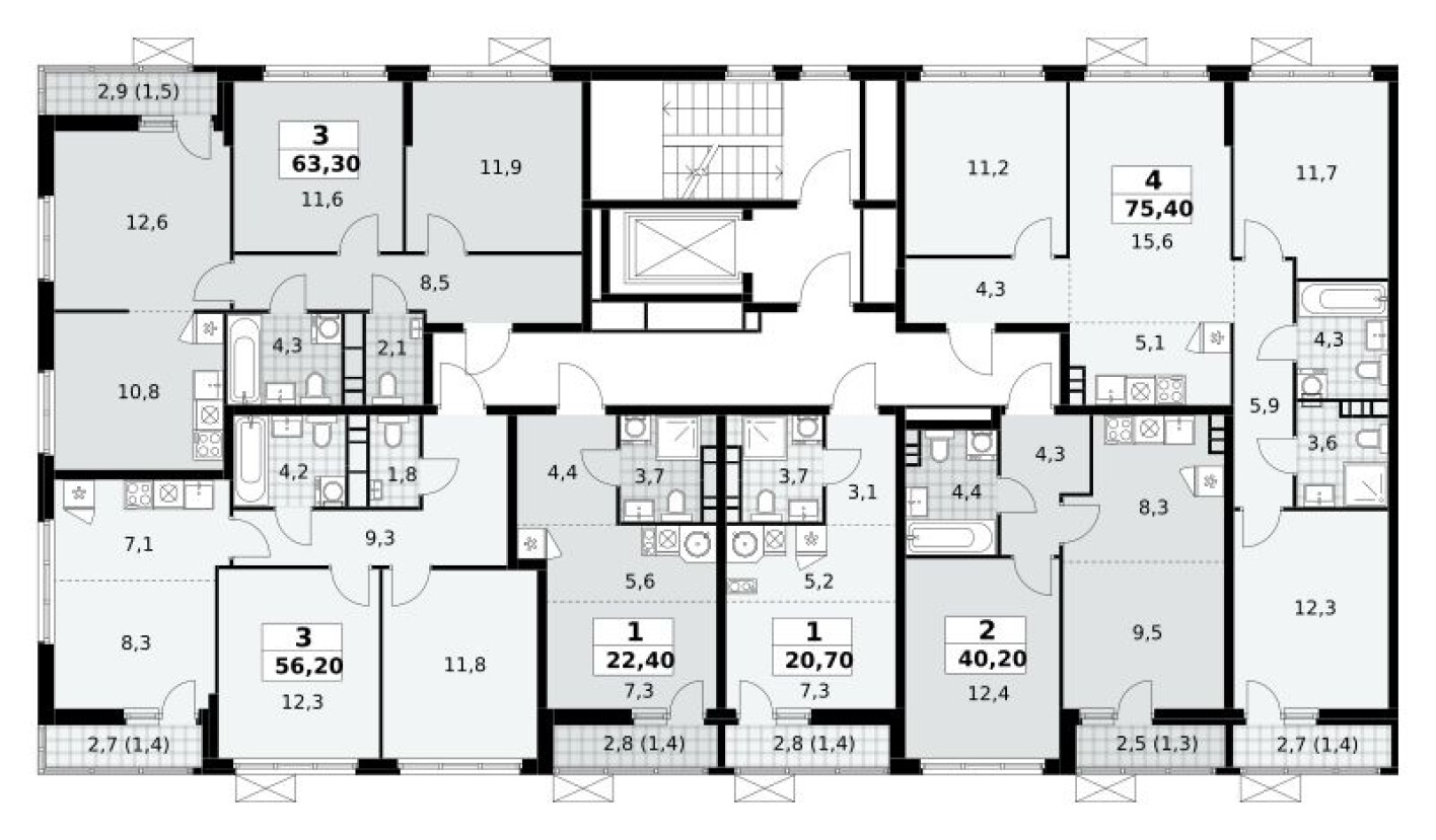 План этажа — Студия-квартира, 22.4 м²