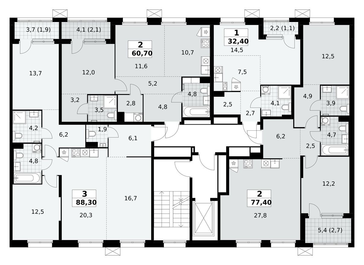 План этажа — Студия-квартира, 32.4 м²