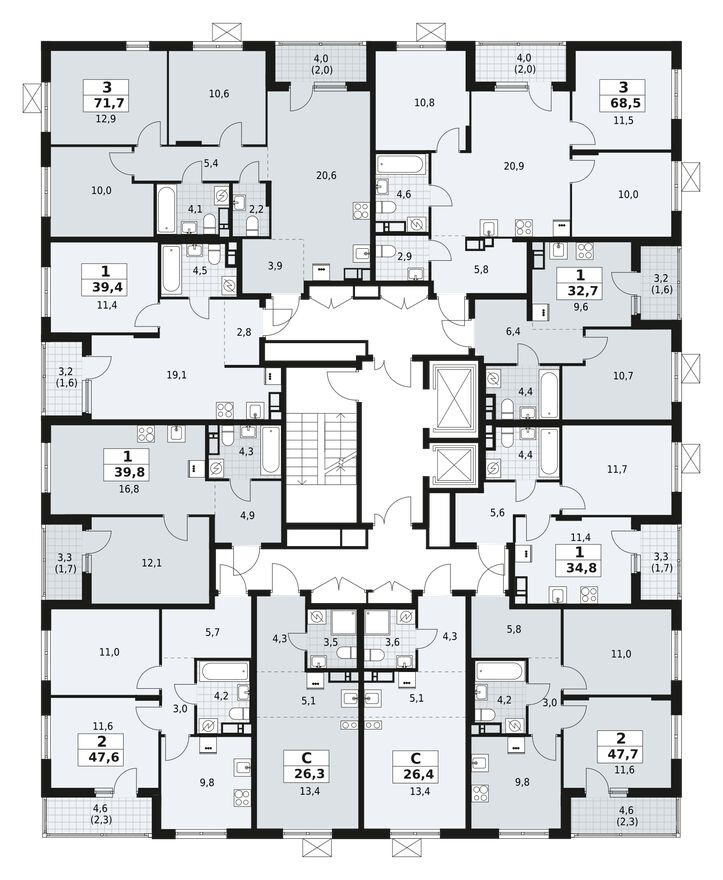 План этажа — Студия-квартира, 26.4 м²