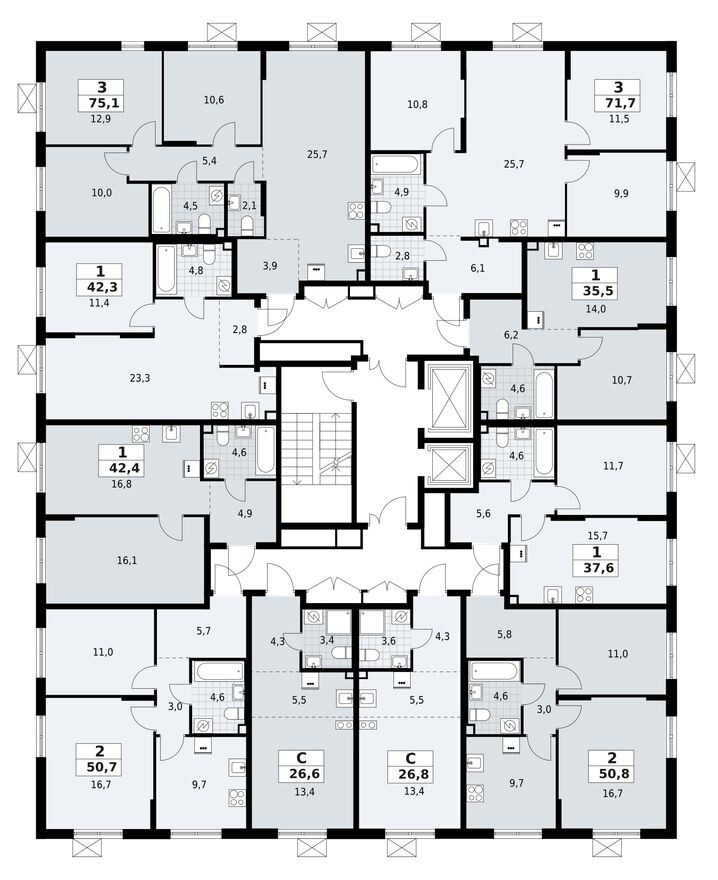 План этажа — Студия-квартира, 26.8 м²