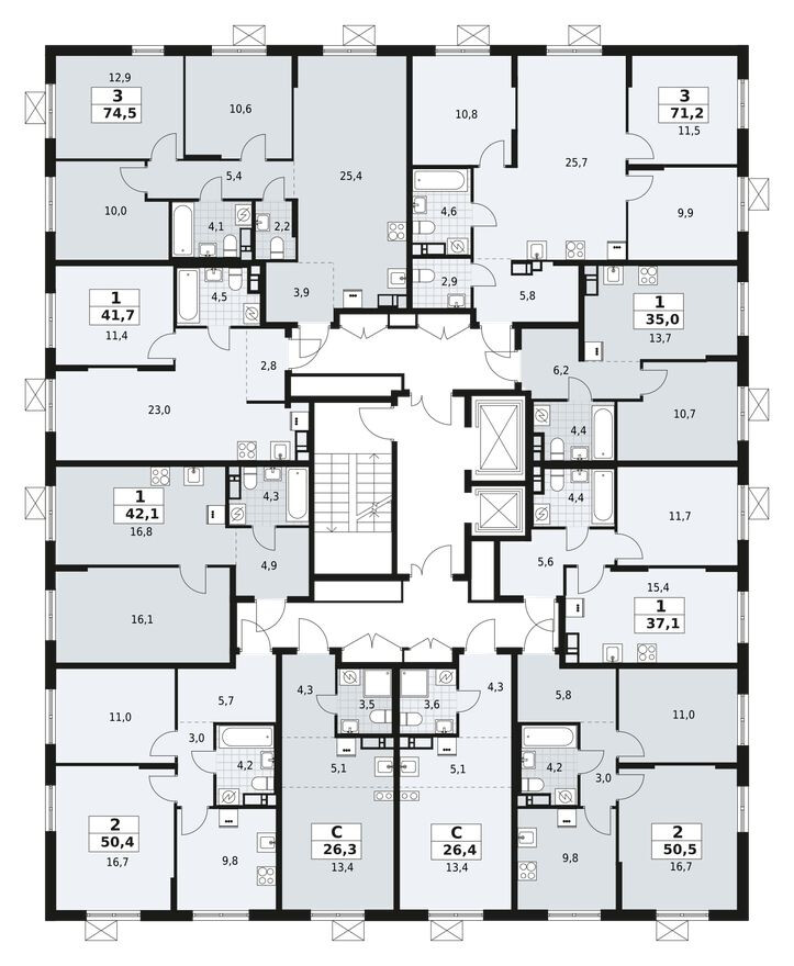 План этажа — Студия-квартира, 26.3 м²