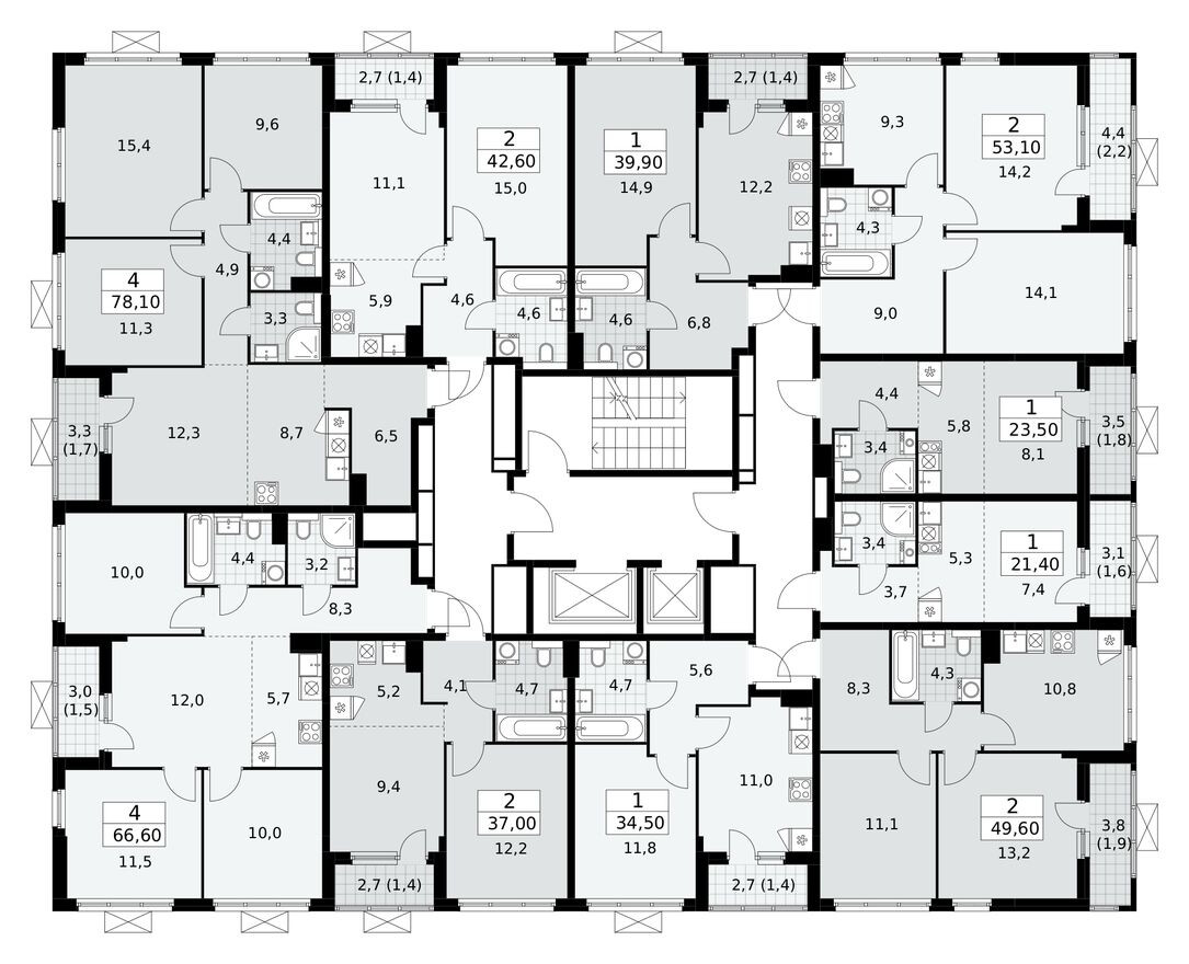План этажа — Студия-квартира, 23.4 м²